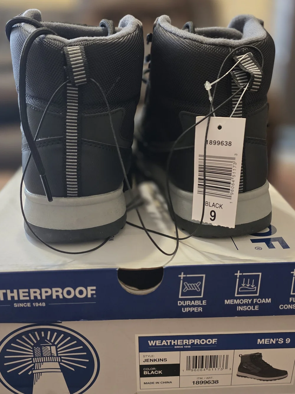 Weatherproof Men's Black and Gray Lace-Up Waterproof Boots